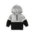 thumbnail image 1 of Odeerbi Toddler Boys Hoodies Color Block Zip-Up Hooded Sweatshirts Fashionable Long Sleeve Hooded Sweatshirt Tops Gray, 1 of 8