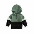 thumbnail image 1 of Odeerbi Toddler Boys Hoodies Color Block Zip-Up Hooded Sweatshirts Fashionable Long Sleeve Hooded Sweatshirt Tops Green, 1 of 9