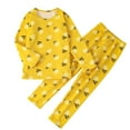 thumbnail image 1 of Odeerbi Toddler Boys Long Johns Fleece Lined Thermal Underwear Set Base Layer Set Children's Baby Cartoon Print Pajama Set Padded Thickened Pajamas Fall Winter Clothes Yellow, 1 of 3