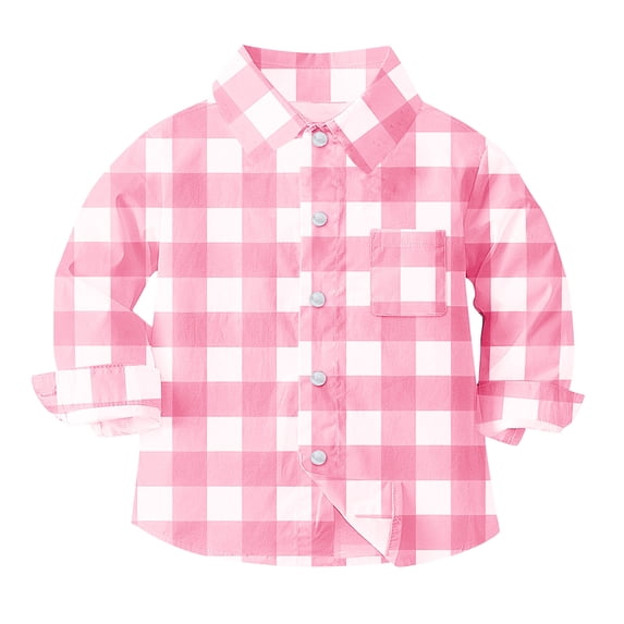 Odeerbi Toddler Boys Plaid Shirt Long Sleeve School Uniform Shirts with Pocket