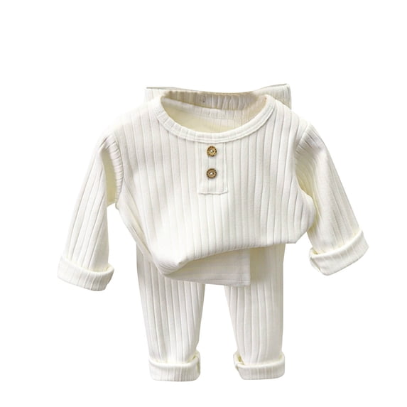 Odeerbi Toddler Boys Ribbed Thermal Underwear Set Fall Winter Fleece Long Johns Newborn Printing Base Layer Two Piece Set Sleepwear Set Toddler Clothes