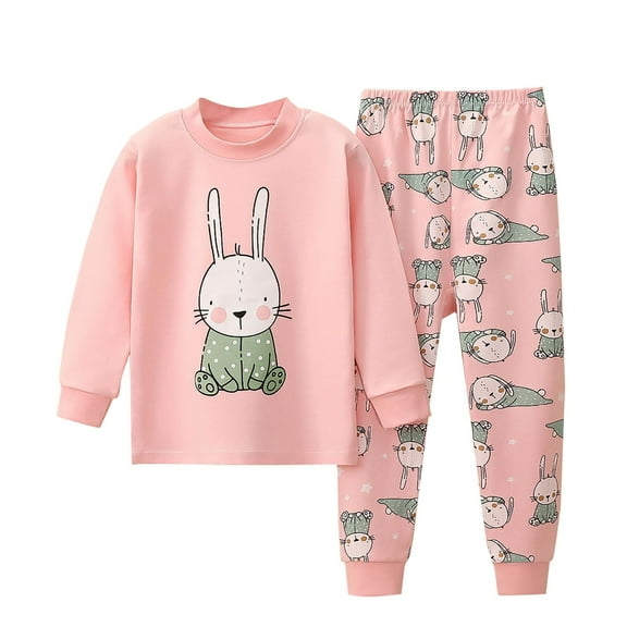 Odeerbi Toddler Boys Spring Fall Outfits Cartoon Print Cotton Pajama Sets 2-16 Years Kids Thin Tops Jogger Pants Two Piece Set Sleepwear Lounge Sets Toddler Clothes Hot Pink