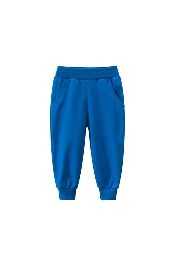 Toddler Boys Sweatpants Cotton Sports Pants Toddler Baby Solid Color Sweatpants Casual Kids Sports Trousers Blue 1-2 Years