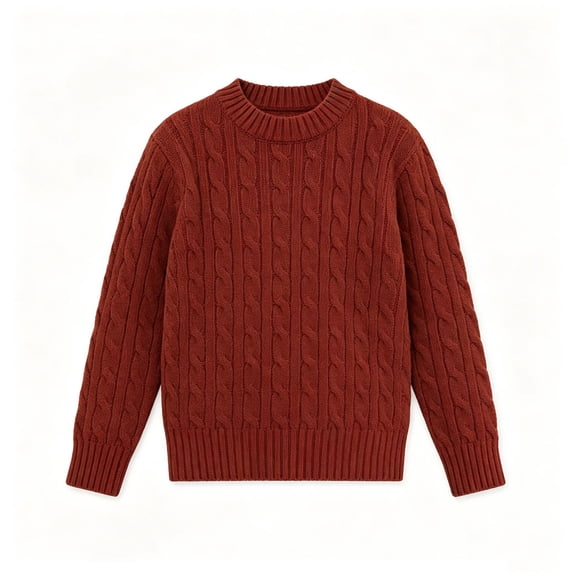 Odeerbi Toddler Cable Knit Sweater Boys Girls Solid Color Long Sleeve Thermal Warm Knitwear for Fall Winter