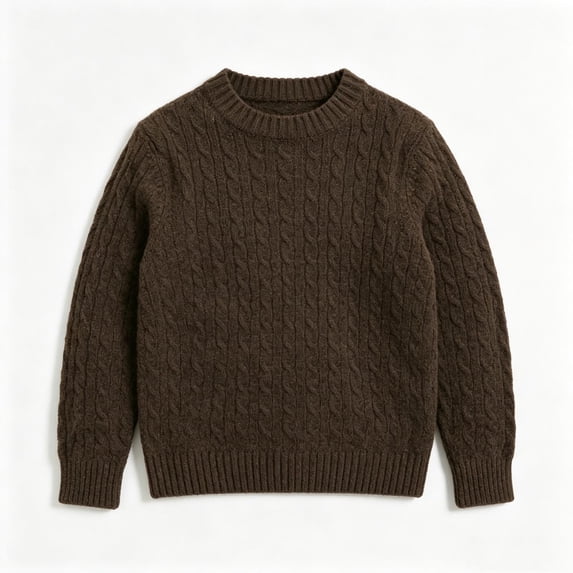 Odeerbi Toddler Cable Knit Sweater Boys Girls Solid Color Long Sleeve Thermal Warm Knitwear for Fall Winter