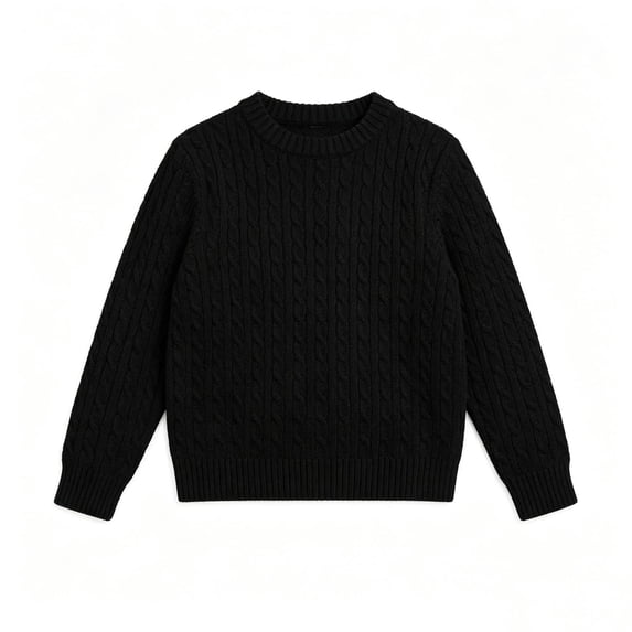 Odeerbi Kids Cable Knit Sweater Boys Girls Solid Color Long Sleeve Thermal Warm Knitwear for Fall Winter
