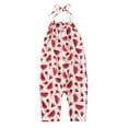 thumbnail image 1 of Odeerbi Toddler Cute Floral One Piece Romper Kids Boys Girls Summer 2025 Fashion Flower Print Lacing Jumpsuit Red, 1 of 9