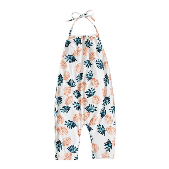 Odeerbi Toddler Cute Floral One Piece Romper Kids Boys Girls Summer 2025 Fashion Flower Print Lacing Jumpsuit White