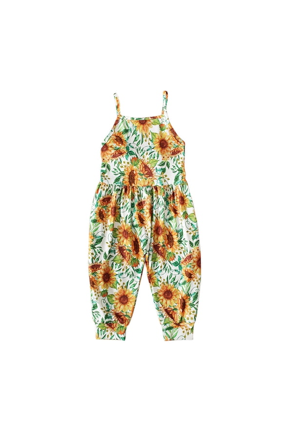 Toddler Cute Floral One Piece Romper Kids Boys Girls Summer 2025 Fashion Leopard Print Suspenders Jumpsuit Green