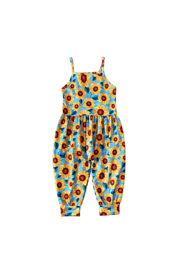 Toddler Cute Floral One Piece Romper Kids Boys Girls Summer 2025 Fashion Leopard Print Suspenders Jumpsuit Yellow