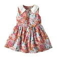 thumbnail image 1 of Odeerbi Toddler Dress Girls Princess Dresses Summer Tank Dress Kids Retro Print Sleeveless Dress Baby Clothes Red, 1 of 9