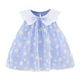thumbnail image 1 of Odeerbi Toddler Dress Girls Sunflower Tulle Dress Princess Dresses Embroidery Floral Sleeveless Dress Baby Clothes Blue, 1 of 9