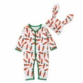thumbnail image 1 of Odeerbi Toddler Floral Romper Easter Baby Girls 2025 Long Sleeve Carrot Print Jumpsuit with Ear Cap Two-piece Set White, 1 of 9
