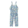 thumbnail image 1 of Odeerbi Toddler Floral Romper Kids Girls Summer Fashion 2025 Casual Printing Sleeveless Strap Jumpsuit Light Blue, 1 of 9