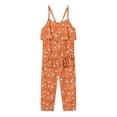 thumbnail image 1 of Odeerbi Toddler Floral Romper Kids Girls Summer Fashion 2025 Casual Printing Sleeveless Strap Jumpsuit Orange, 1 of 8