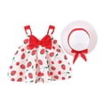 thumbnail image 1 of Odeerbi Toddler Girl Summer Beach Dress with Sun Hat Kids Baby Bow Print Suspender Dress Hat Suit Red, 1 of 6