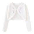 thumbnail image 1 of Odeerbi Toddler Girls Bolero Cardigan Cropped Shrugs Knit Cover Up Kids Baby Fashion Cute Solid Color Long Sleeve Thin Style Button Cardigan Sweater Toddler Clothes White, 1 of 6