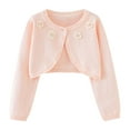 thumbnail image 1 of Odeerbi Toddler Girls Bolero Cardigan Cropped Shrugs Knit Cover Up Kids Baby Fashion Cute Solid Color Long Sleeve Thin Style Button Cardigan Sweater Toddler Clothes Pink, 1 of 7