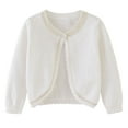 thumbnail image 1 of Odeerbi Toddler Girls Bolero Cardigan Cropped Shrugs Knit Cover Up Kids Baby Fashion Cute Solid Color Long Sleeve Thin Style Button Cardigan Sweater Toddler Clothes White, 1 of 6