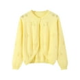 thumbnail image 1 of Odeerbi Toddler Girls Bolero Cardigan Cropped Shrugs Knit Cover Up Children's Solid Color Button Up Cardigan Wool Short Sweater Top Toddler Clothes Yellow, 1 of 5