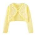 thumbnail image 1 of Odeerbi Toddler Girls Bolero Cardigan Cropped Shrugs Knit Cover Up Kids Baby Fashion Cute Solid Color Long Sleeve Thin Style Button Cardigan Sweater Toddler Clothes Yellow, 1 of 7