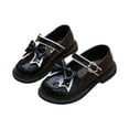 thumbnail image 1 of Odeerbi Toddler Girls Bow Leather Shoes New British Style Little Girl Baby Black Soft Sole Shoes Primary School Bow Performance Shoes Black 5-6 Years, 1 of 9
