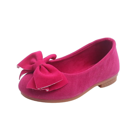 Odeerbi Toddler Girls Bow Moccasins Princess Nude Shoes Children's Day Princess Bow Knot Shoes Single Shoes Hot Pink 3-4 Years