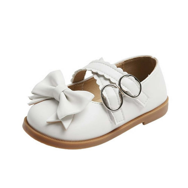 Odeerbi Toddler Girls Bow Princess Leather Shoes Nude Shoes Baby ...