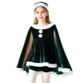 thumbnail image 1 of Odeerbi Toddler Girls Christmas Velvet Dress with Cape + Shorts + Christmas Santa Claus Hat Three Piece Set Fall Winter Long Sleeve Dress Kids Celebration Red Dress Toddler Clothes Green, 1 of 7