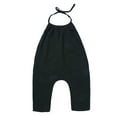 thumbnail image 1 of Odeerbi Toddler Girls Clothes Baby Jumpsuit Romper Toddler Jumpsuits Summer Solid Color Strap Romper Pants With Pockets Black 2-3 Years, 1 of 4