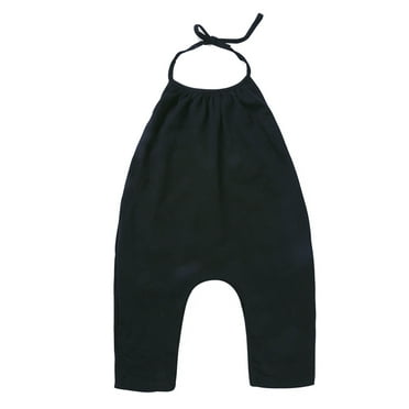 Odeerbi Toddler Girls Clothes Baby Jumpsuit Romper Toddler Jumpsuits Summer Solid Color Strap Romper Pants With Pockets Black 2-3 Years
