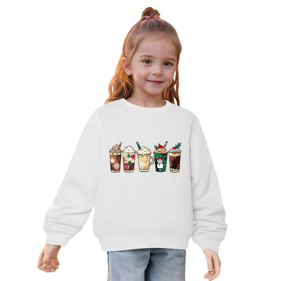 Odeerbi Toddler Girls Cotton Crewneck Sweatshirts Fall Winter Pullover Sweatshirt Fall Winter Heart Print Long Sleeve Sweater Top Toddler Clothes White