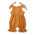 thumbnail image 1 of Odeerbi Toddler Girls Cotton Linen Bodysuit Layette Onesie 2025 Fashion Cute Solid Color Ruffles Frenulum Jumpsuit Romper Yellow, 1 of 9