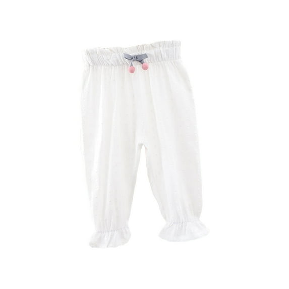 Odeerbi Toddler Girls Cotton Pants 1-5 Years Children Spring Summer Thin Pants Small Medium Sized Loose Pants White