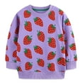 thumbnail image 1 of Odeerbi Toddler Girls Crewneck Sweatshirts Cartoon Printed Base Layer Fall Strawberry Printing Pullover Sweatshirts New Children's Round Neck Casual Undershirt Tops Purple, 1 of 6