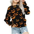 thumbnail image 1 of Odeerbi Toddler Girls Crewneck Sweatshirts Halloween Pullover Sweatshirts 1-12 Years Kids Oversized Sweatshirt Fashion Long Sleeve Pullover Tops Black-2, 1 of 8