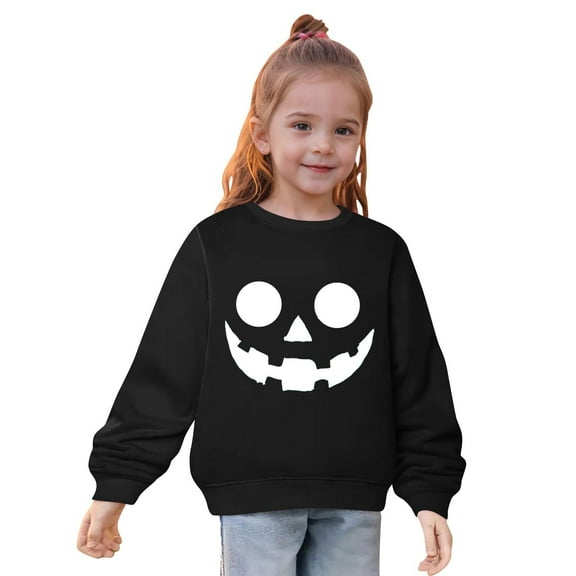 Odeerbi Toddler Girls Crewneck Sweatshirts Halloween Pullover Sweatshirts Children's Fall Winter Sweatshirt Heart Print Long Sleeve Sweater Top Black
