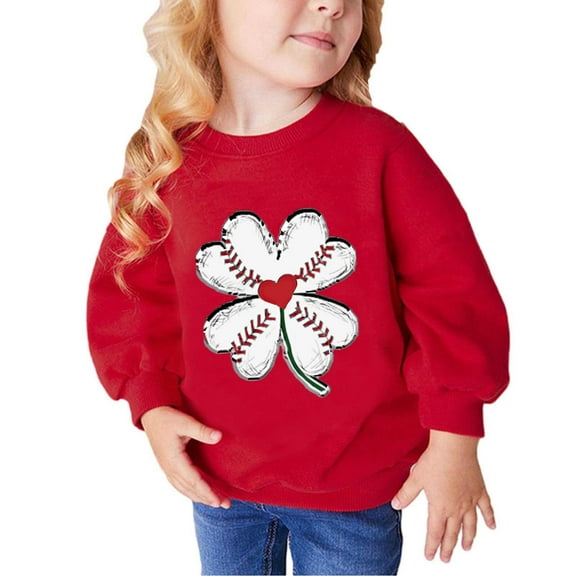 Odeerbi Toddler Girls Crewneck Sweatshirts Pullover Sweatshirts Children's Fall Winter Sweatshirt Heart Print Long Sleeve Sweater Top Red