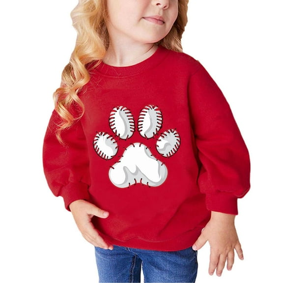 Odeerbi Toddler Girls Crewneck Sweatshirts Pullover Sweatshirts Children's Fall Winter Sweatshirt Heart Print Long Sleeve Sweater Top Red