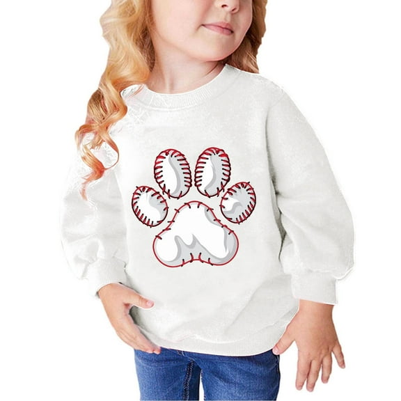 Odeerbi Toddler Girls Crewneck Sweatshirts Pullover Sweatshirts Children's Fall Winter Sweatshirt Heart Print Long Sleeve Sweater Top White