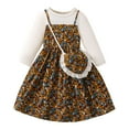 thumbnail image 1 of Odeerbi Toddler Girls Cute Floral Twofer Dresses with Shoulder Bag Set Kids Fashion Solid Color Flower Print Long Sleeve Dress Toddler Girls Clothes, 1 of 9