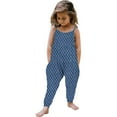 thumbnail image 1 of Odeerbi Toddler Girls Cute Jumpsuit Summer Breathable Overall Pants Kids Boys Fashion Imitation Denim Print Suspenders Romper Blue, 1 of 5