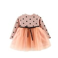 thumbnail image 1 of Odeerbi Toddler Girls Dots Rib Knit Tulle Princess Dress Baby Children's Cute Polka Long Sleeve Cotton Dresses Toddler Girls Clothes, 1 of 1
