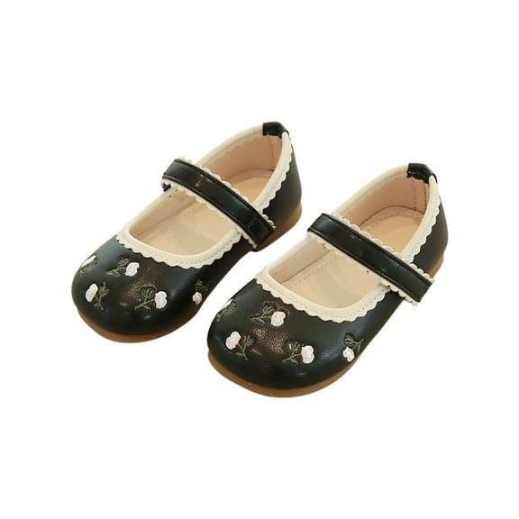 Odeerbi Toddler Girls Embroidered Nude Shoes Chinese Princess Shoes Fall 2025 New Little Girl Embroidered Single Shoes Children's Soft Sole Princess Shoes Black 3-4 Years