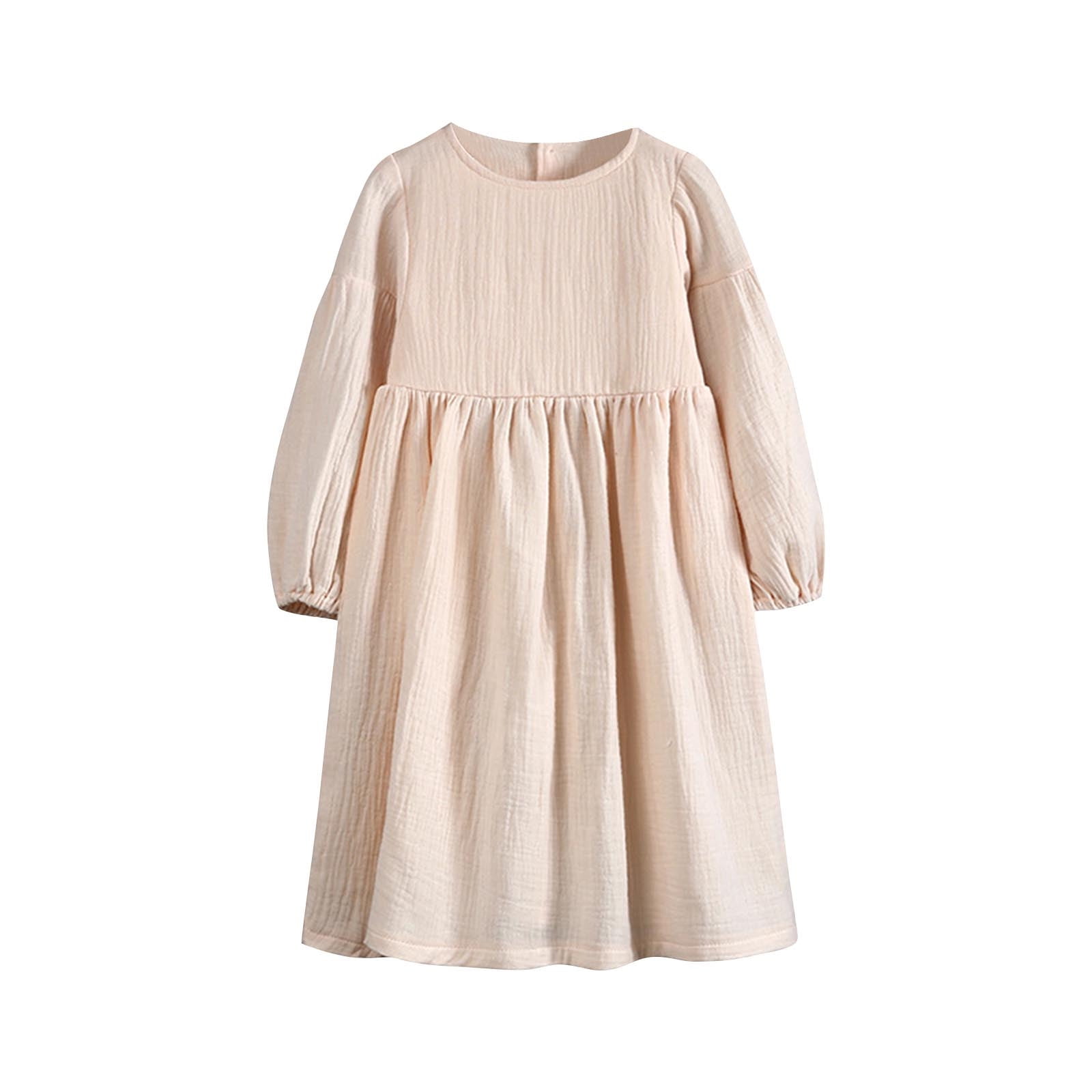 Odeerbi Toddler Girls Fall Winter Cotton Linen Dress Princess Dress Long Sleeve Solid Color Dress Round Neck Bow Skirt Beige Odeerbi Toddler Girls Fall Winter Cotton Linen Dress Princess Dress Long Sleeve Solid Color Dress Round Neck Bow Skirt Beige
