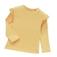 thumbnail image 1 of Odeerbi Toddler Girls Fall Winter Thermal Basic Layering T-Shirt Ruffle Sleeve Basic Tees Solid Color Long Sleeve Shirt Base Layer Undershirt Toddler Clothes Yellow, 1 of 4