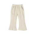 thumbnail image 1 of Odeerbi Toddler Girls Flared Pants Cotton Long Pants 1-10 Years Cute Solid Color Versatile Mid Waist Bell Bottom Pants Beige, 1 of 5
