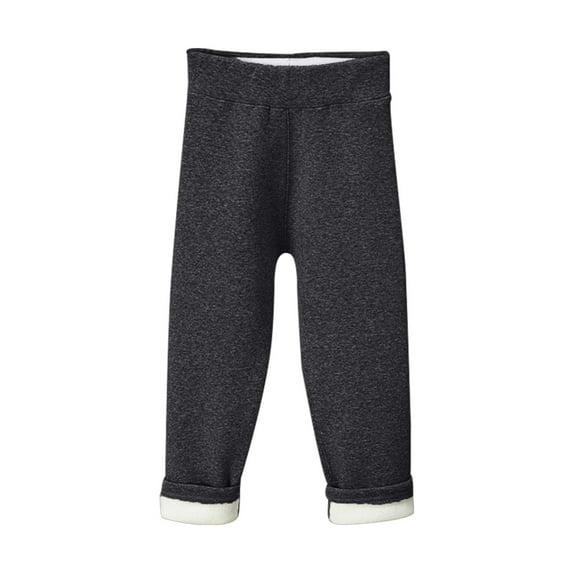 Odeerbi Kids Girls Fleece Lined Leggings Winter Thermal Stretchy Tights Pants Kids Comfortable Cotton Leggings Plush Thickening Warm Softness Pants Dark Gray