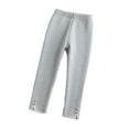 thumbnail image 1 of Odeerbi Toddler Girls Fleece Lined Leggings Winter Warm Fleece Leggings Elastic Cotton Pants Gray 5-6 Years, 1 of 1
