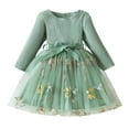 thumbnail image 1 of Odeerbi Toddler Girls Floral Embroidered Tulle Dress Long Sleeve Rib Knit Dress Cute Party Princess Dresses Spring Fall Ruffled Lace Mesh Bow Dress Toddler Girls Clothes, 1 of 5